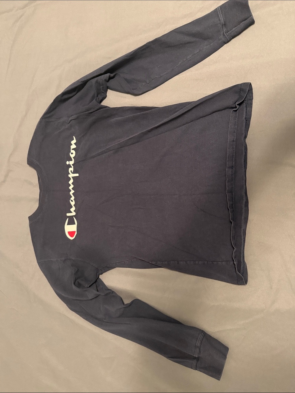Champion Navy Long Sleeve White & Red Logo
